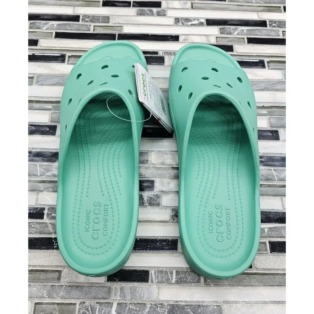 Crocs Classic Platform Jade Stone Women's Slides Size 9 - Picture 4 of 11